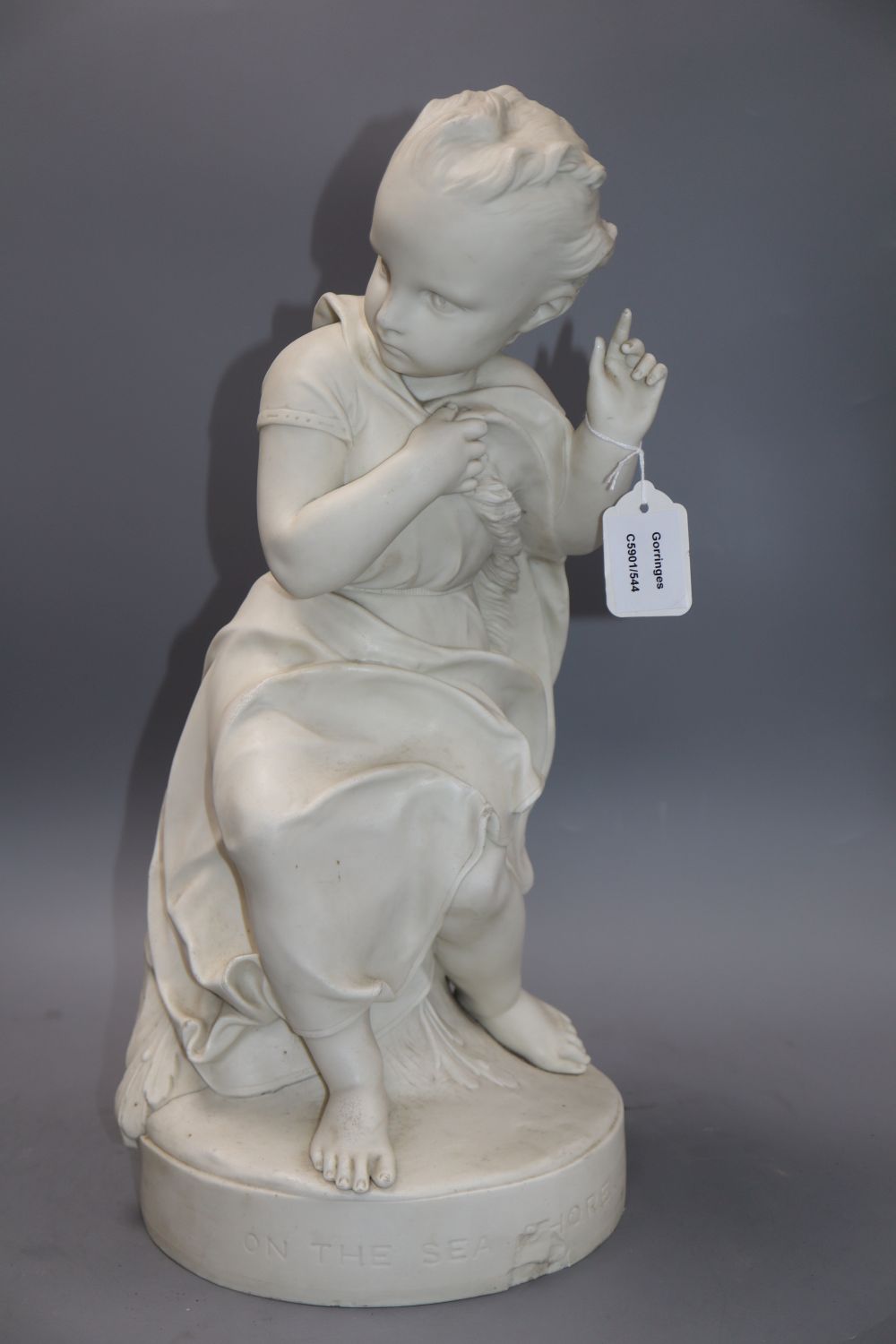 A 19th century Copeland parian ware figure On the Seashore, after Joseph Durham, height 47cm